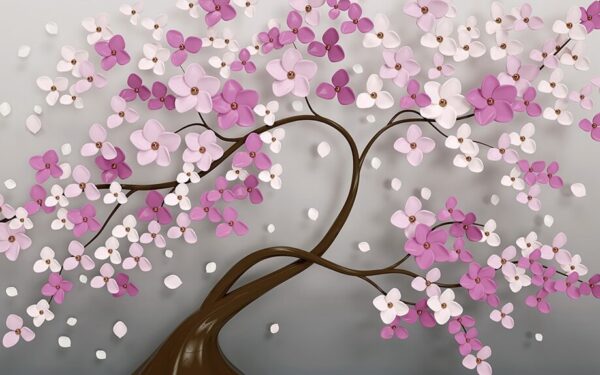 Árbol con flores rosas y blancas Árbol con flores rosas y blancas