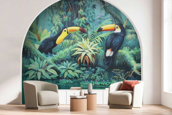 Pintura de pájaros en un bosque Pintura de pájaros en un bosque