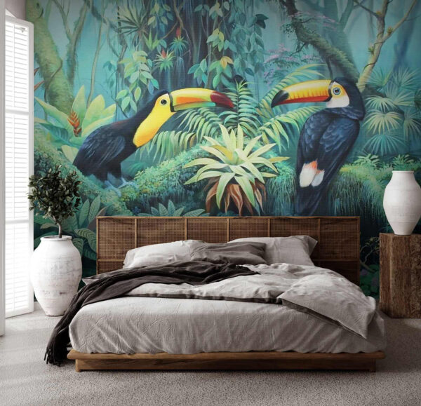 Pintura de pájaros en un bosque Pintura de pájaros en un bosque