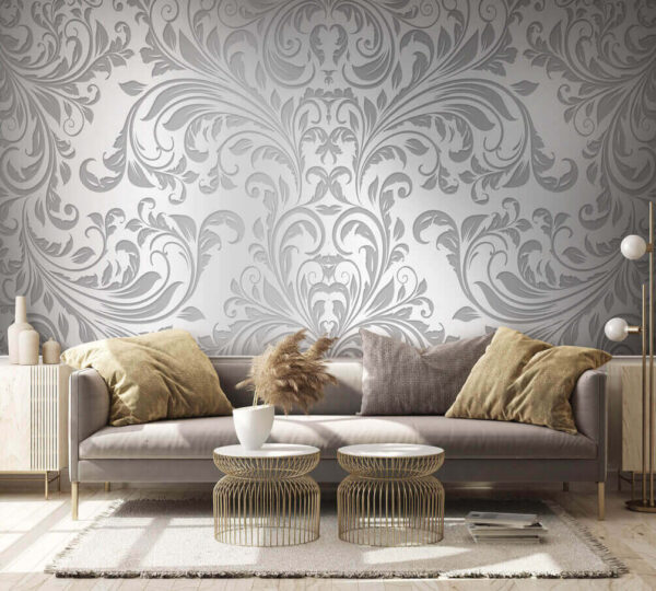 Papel pintado blanco y gris Papel pintado blanco y gris