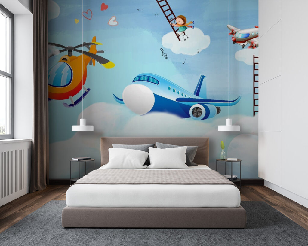 Cartoon planes in the sky