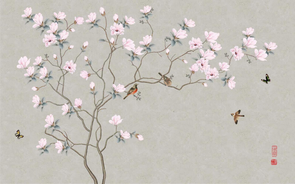 Árbol con flores y pájaros Árbol con flores y pájaros