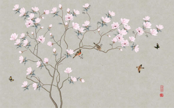 Árbol con flores y pájaros Árbol con flores y pájaros