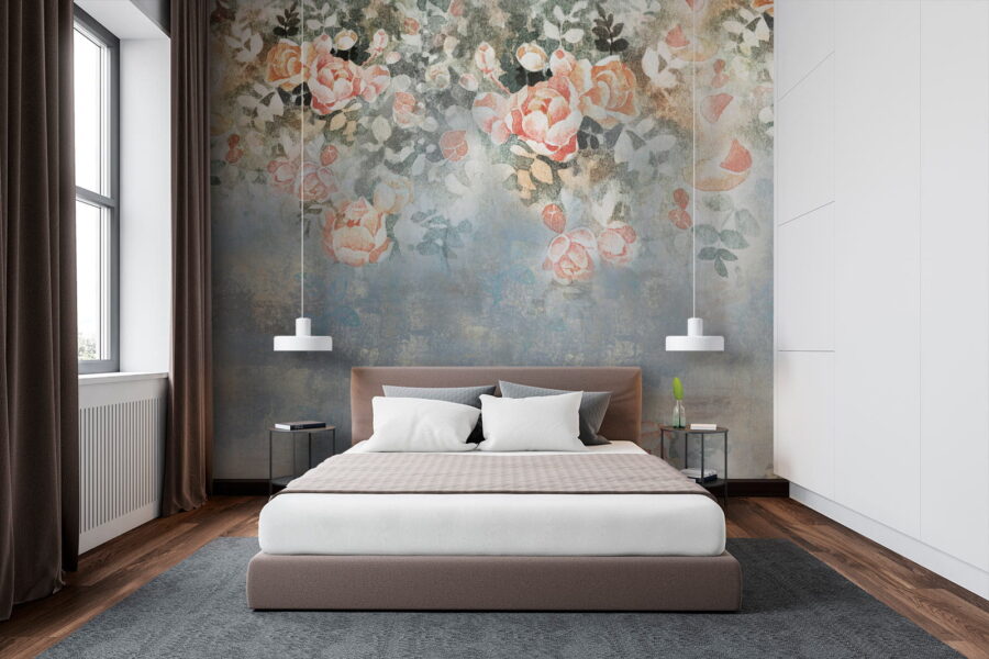 Pintura de flores y hojas