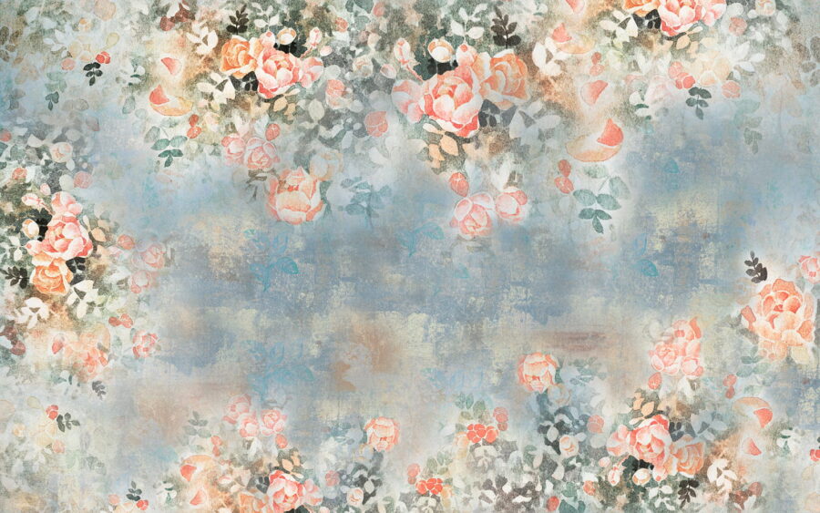 Pintura de flores y hojas