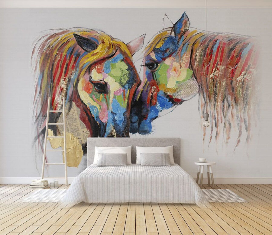 Pintura de caballos de colores
