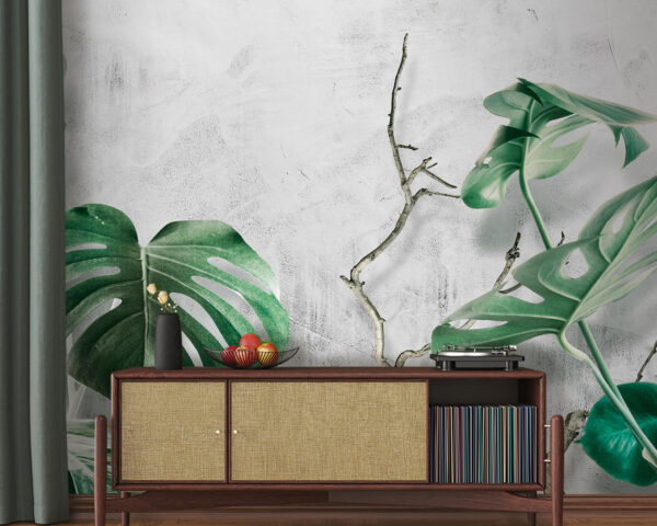 Fotomurales Fotomurales Exuberantes hojas sobre un fondo texturizado (SKU: u33606)