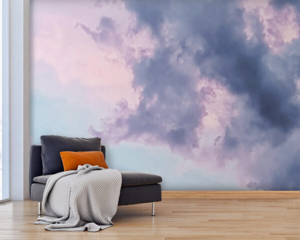 Cielo nublado con nubes rosas y azules Cielo nublado con nubes rosas y azules