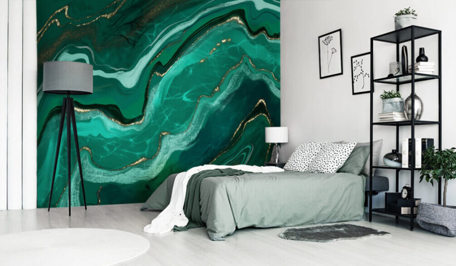 Ondas abstractas en tonos cerceta