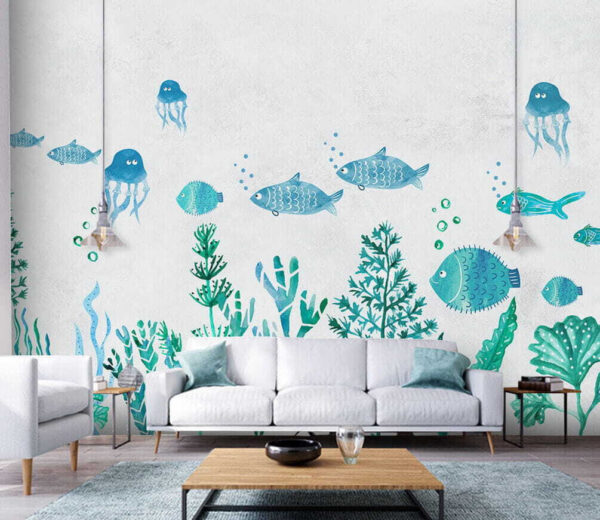 Fotomurales Fotomurales Un grupo de peces y medusas (SKU: u32524)