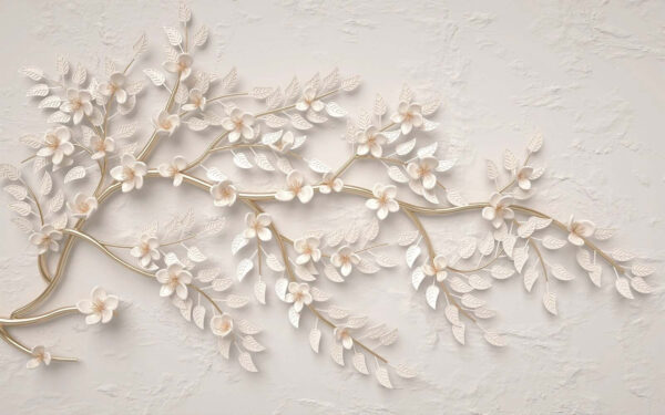 Elegante metalistería floral sobre blanco Elegante metalistería floral sobre blanco