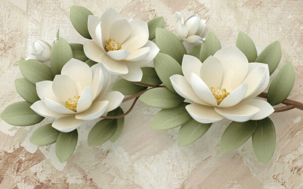 Grupo de flores blancas con hojas verdes Grupo de flores blancas con hojas verdes