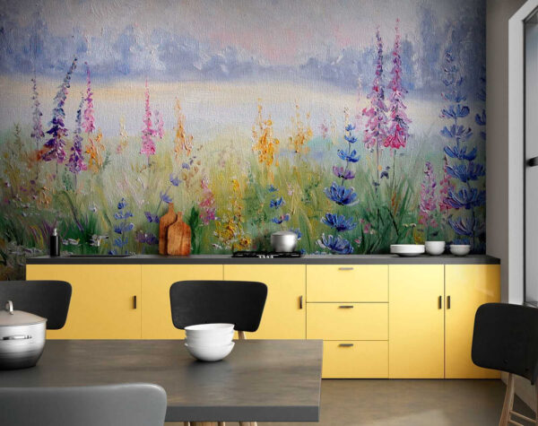 Pintura de flores en un campo Pintura de flores en un campo