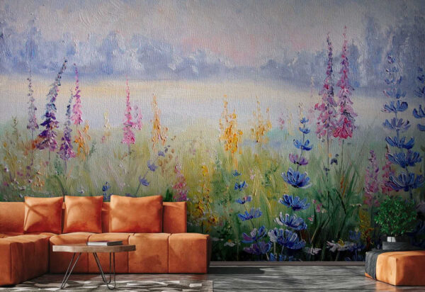 Pintura de flores en un campo Pintura de flores en un campo