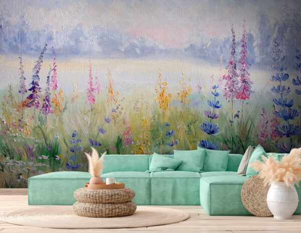 Pintura de flores en un campo Pintura de flores en un campo