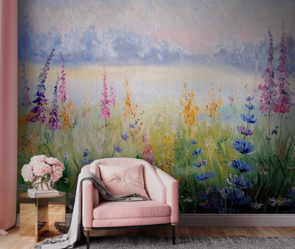 Pintura de flores en un campo Pintura de flores en un campo