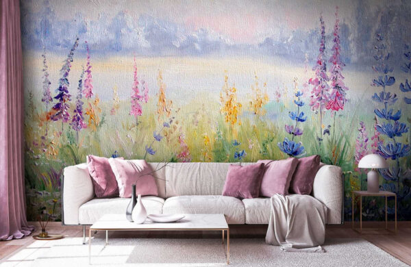 Pintura de flores en un campo Pintura de flores en un campo