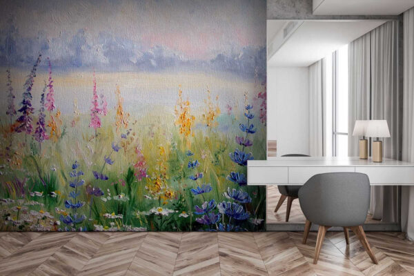Pintura de flores en un campo Pintura de flores en un campo