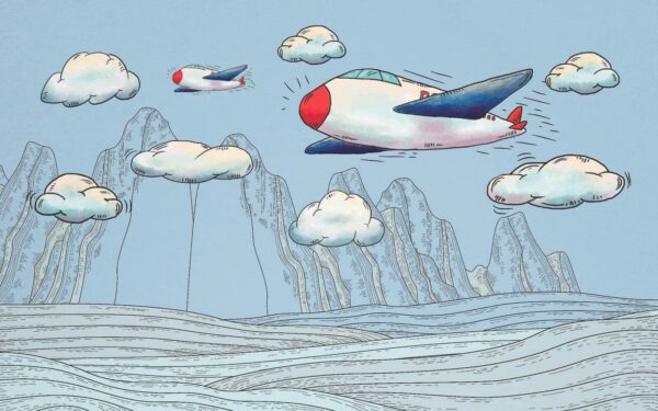Dibujo animado de aviones sobrevolando montañas u28105p 600x375 - Dibujo animado de aviones sobrevolando montañas