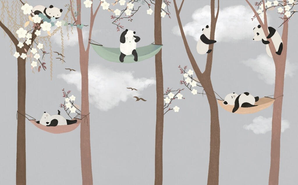 Pandas in hammocks in trees Pandas in hammocks in trees