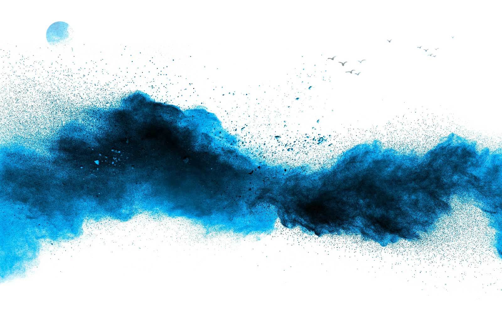 Explosión de polvo azul sobre fondo blanco u25058p - Explosión de polvo azul sobre fondo blanco - tegory