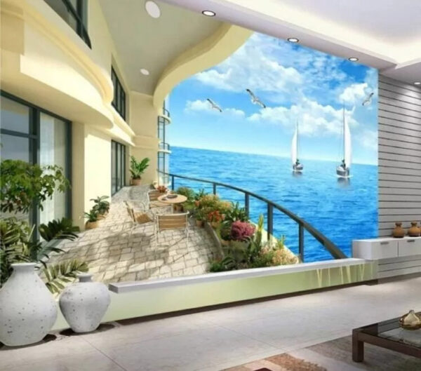 Balcón con vistas al océano y a los barcos Balcón con vistas al océano y a los barcos