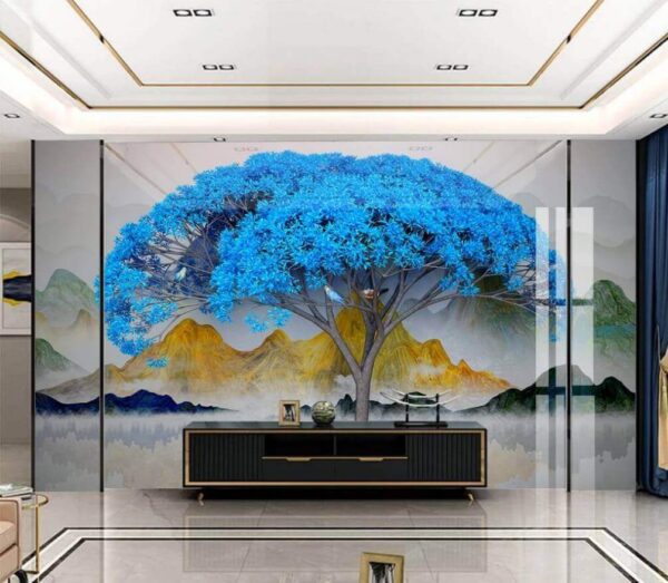 Fotomurales Fotomurales Árbol de hojas azules (SKU: u24717)