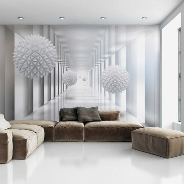 Habitación blanca con bolas blancas Habitación blanca con bolas blancas