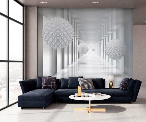Habitación blanca con bolas blancas Habitación blanca con bolas blancas