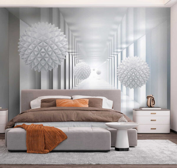 Habitación blanca con bolas blancas Habitación blanca con bolas blancas