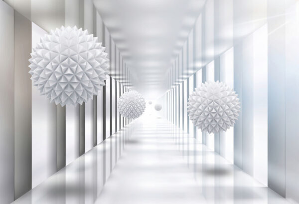 Habitación blanca con bolas blancas Habitación blanca con bolas blancas
