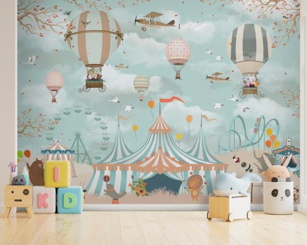 Carpa de circo con globos aerostáticos y pájaros Carpa de circo con globos aerostáticos y pájaros