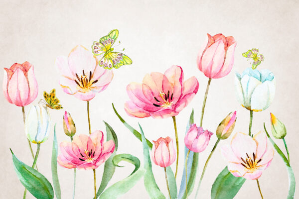 Pintura de flores y mariposas Pintura de flores y mariposas