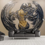 Fotomurales Escultura de metal de una mujer con alas