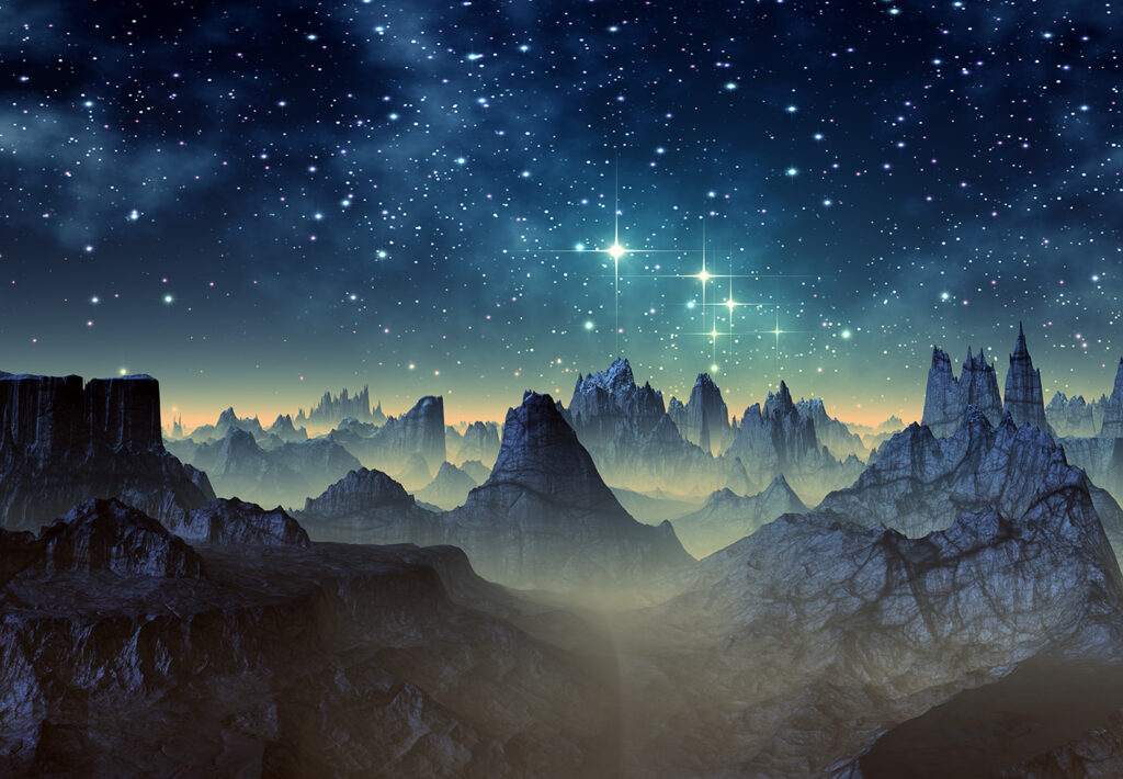 Cordillera con estrellas en el cielo Cordillera con estrellas en el cielo