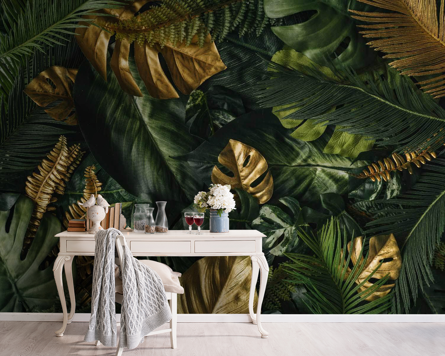 Lush leaves with metallic hues