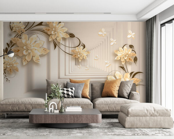 Papel pintado con flores y mariposas Papel pintado con flores y mariposas