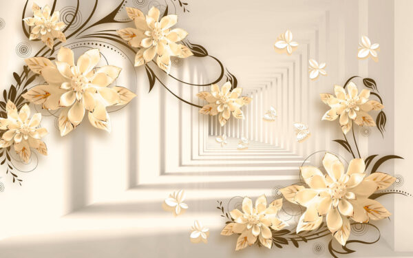 Papel pintado con flores y mariposas Papel pintado con flores y mariposas