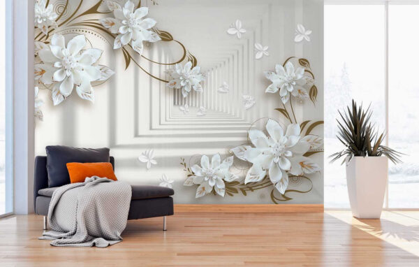 Diseño de flores blancas sobre fondo blanco Diseño de flores blancas sobre fondo blanco