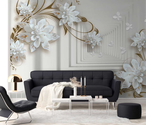 Diseño de flores blancas sobre fondo blanco Diseño de flores blancas sobre fondo blanco