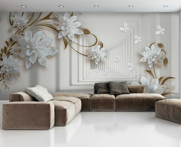 Diseño de flores blancas sobre fondo blanco Diseño de flores blancas sobre fondo blanco