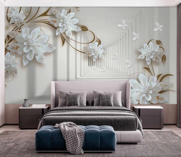 Diseño de flores blancas sobre fondo blanco Diseño de flores blancas sobre fondo blanco