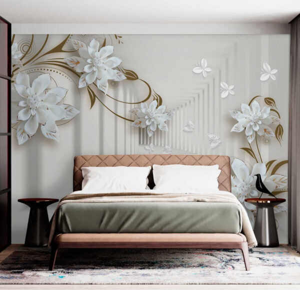 Diseño de flores blancas sobre fondo blanco Diseño de flores blancas sobre fondo blanco