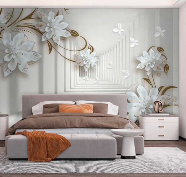 Diseño de flores blancas sobre fondo blanco Diseño de flores blancas sobre fondo blanco