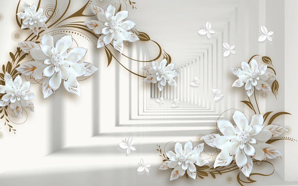 Diseño de flores blancas sobre fondo blanco Diseño de flores blancas sobre fondo blanco