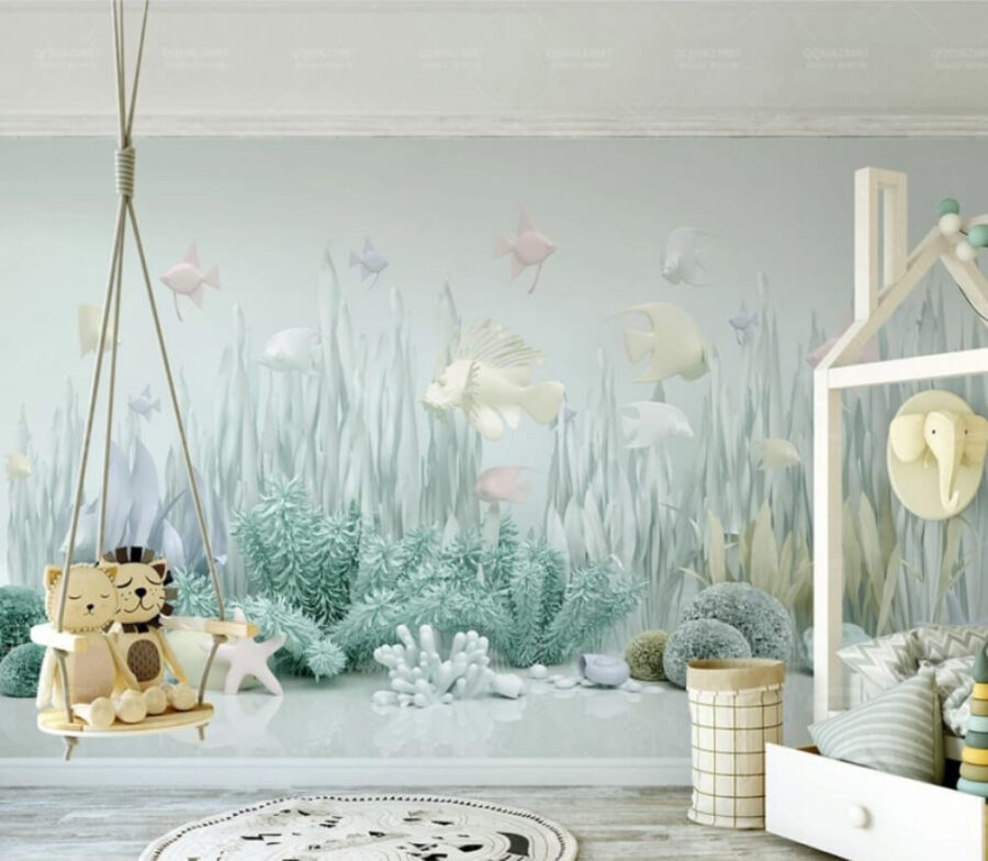 Vida marina con peces y plantas
