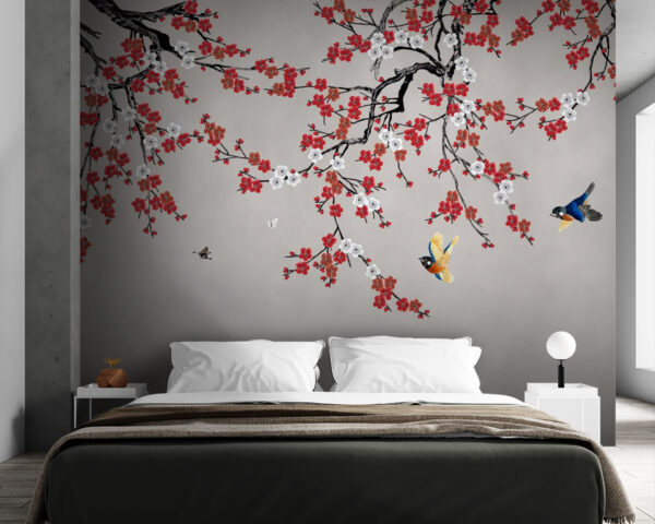 Árbol con flores rojas y blancas Árbol con flores rojas y blancas