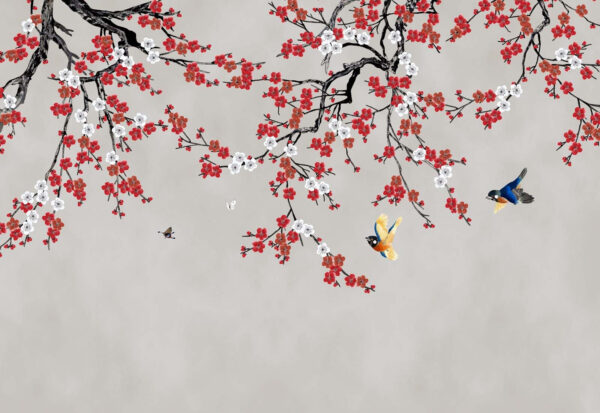 Árbol con flores rojas y blancas Árbol con flores rojas y blancas