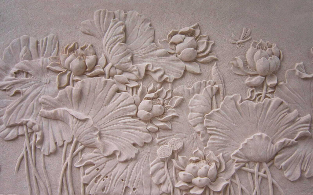 Elegante diseño floral en relieve de color beige Elegante diseño floral en relieve de color beige