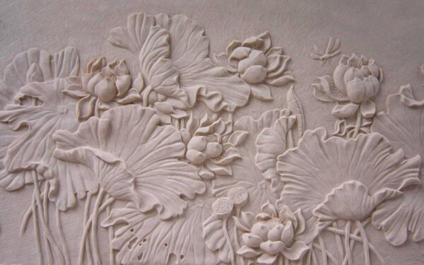 Elegante diseño floral en relieve de color beige Elegante diseño floral en relieve de color beige